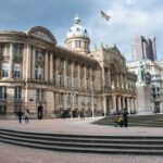 Centre of Birmingham showing historic buildings