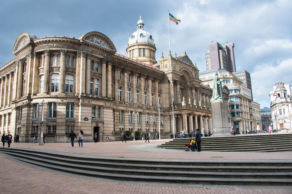 Centre of Birmingham showing historic buildings