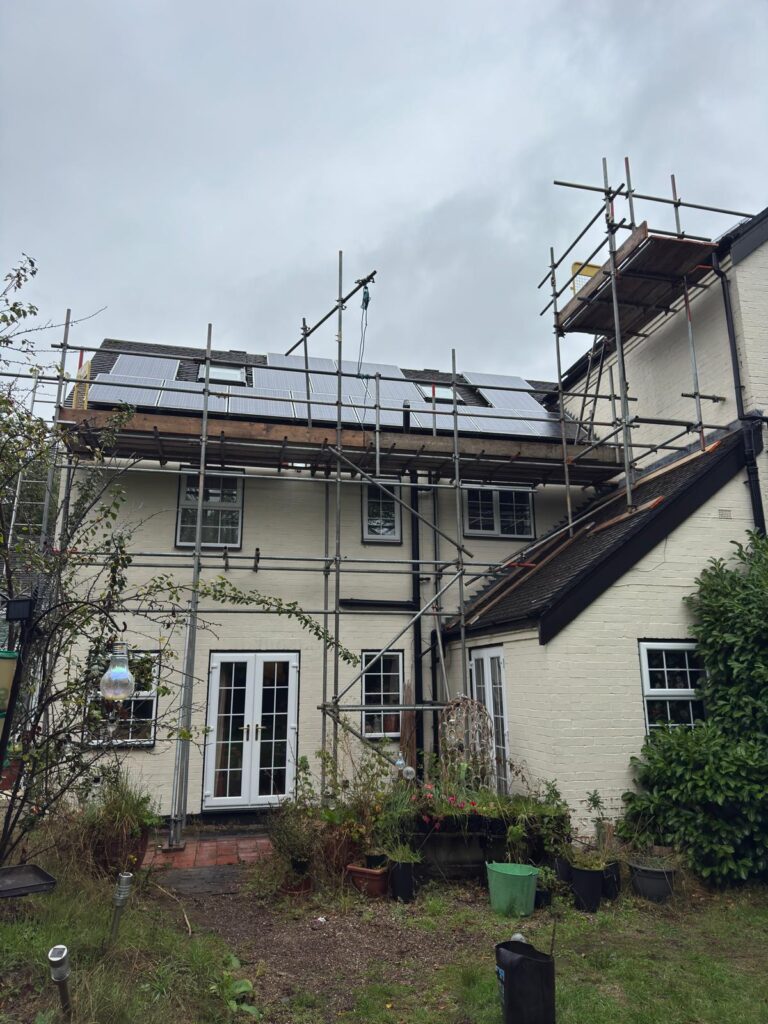 Winter scaffolding with anti-slip platform on site in the Birmingham